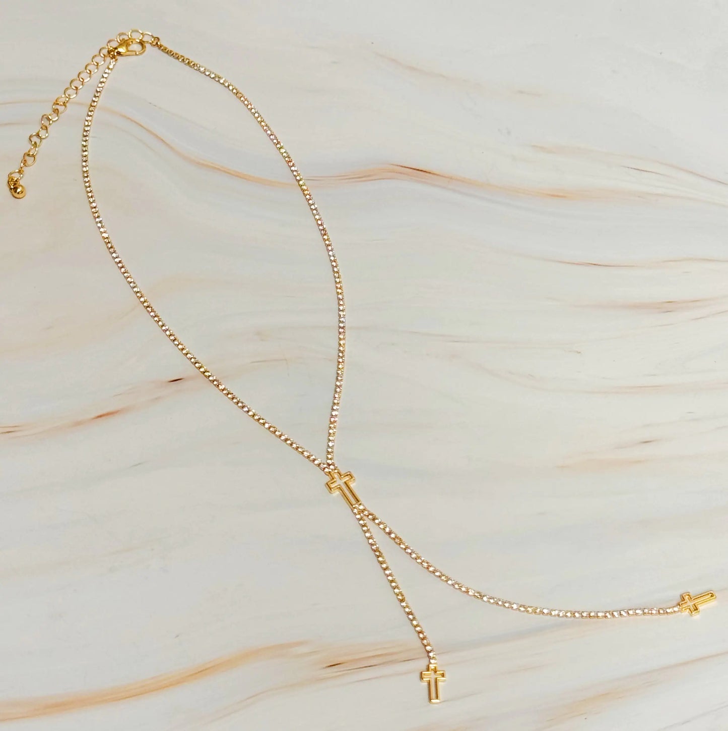 Glam Cross Y-drop Necklace