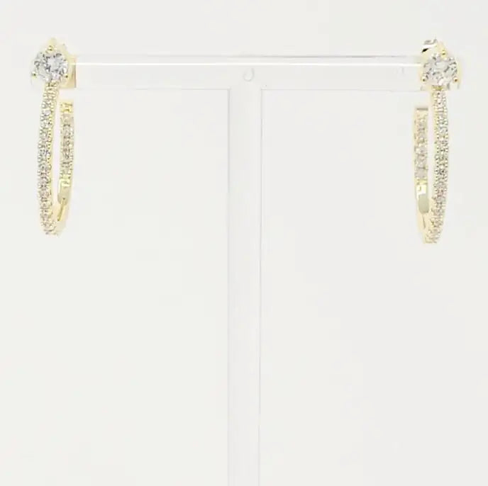 Diamond On Top Hoop Earrings