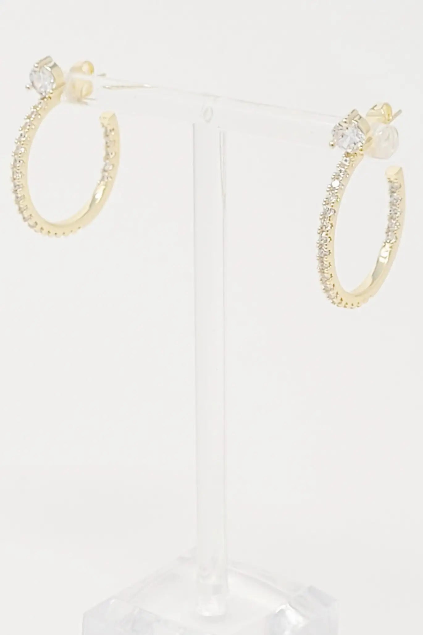 Diamond On Top Hoop Earrings