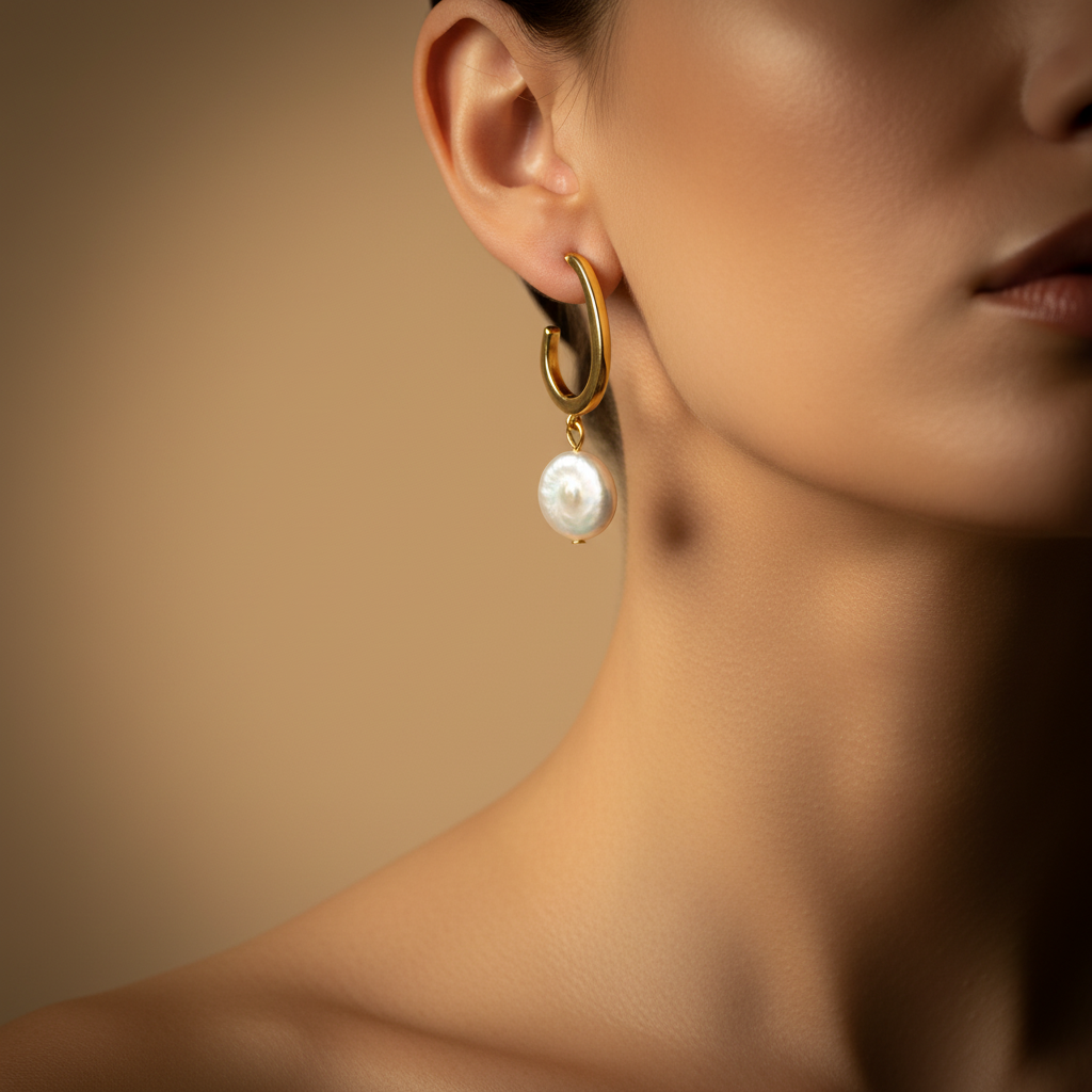 The Aria Pearl Drop Hoops