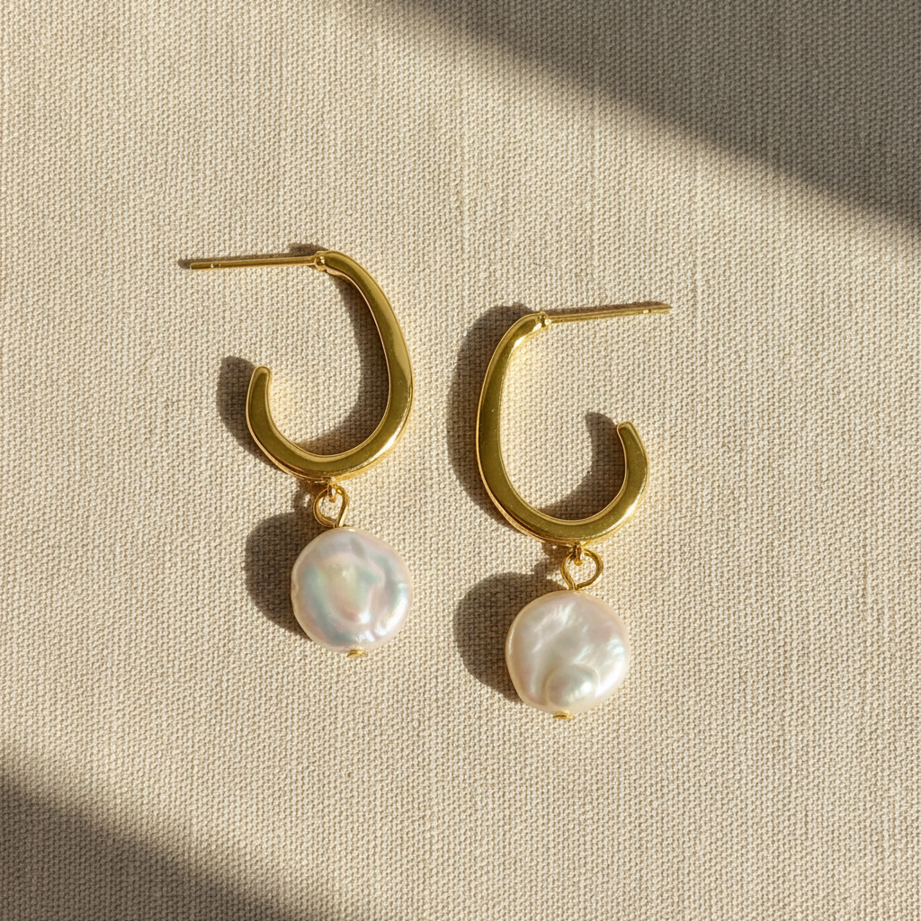 The Aria Pearl Drop Hoops