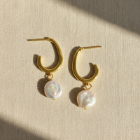 The Aria Pearl Drop Hoops