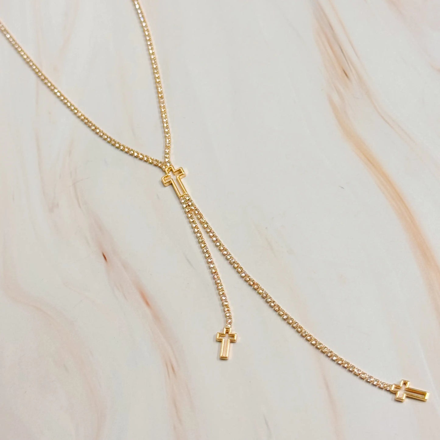 Glam Cross Y-drop Necklace